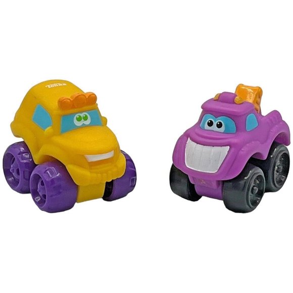2 HASBRO TONKA CHUCK & FRIENDS Vehicles 2008 Purple Tow Truck 2006 Yellow Truck - Picture 3 of 5